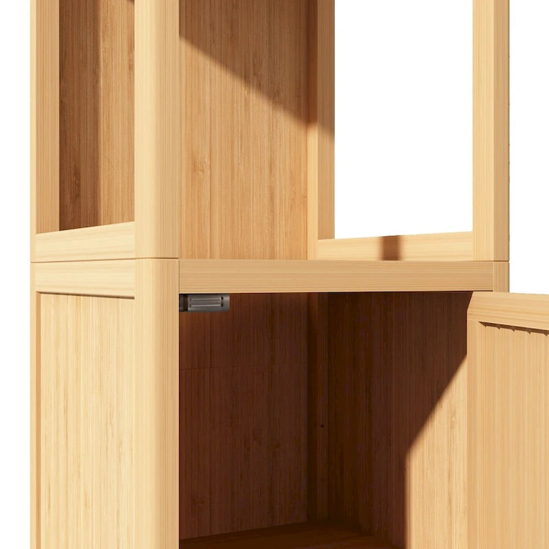 Large Capacity Multifunctional Bamboo Storage Cabinet for Bathroom and Living Room