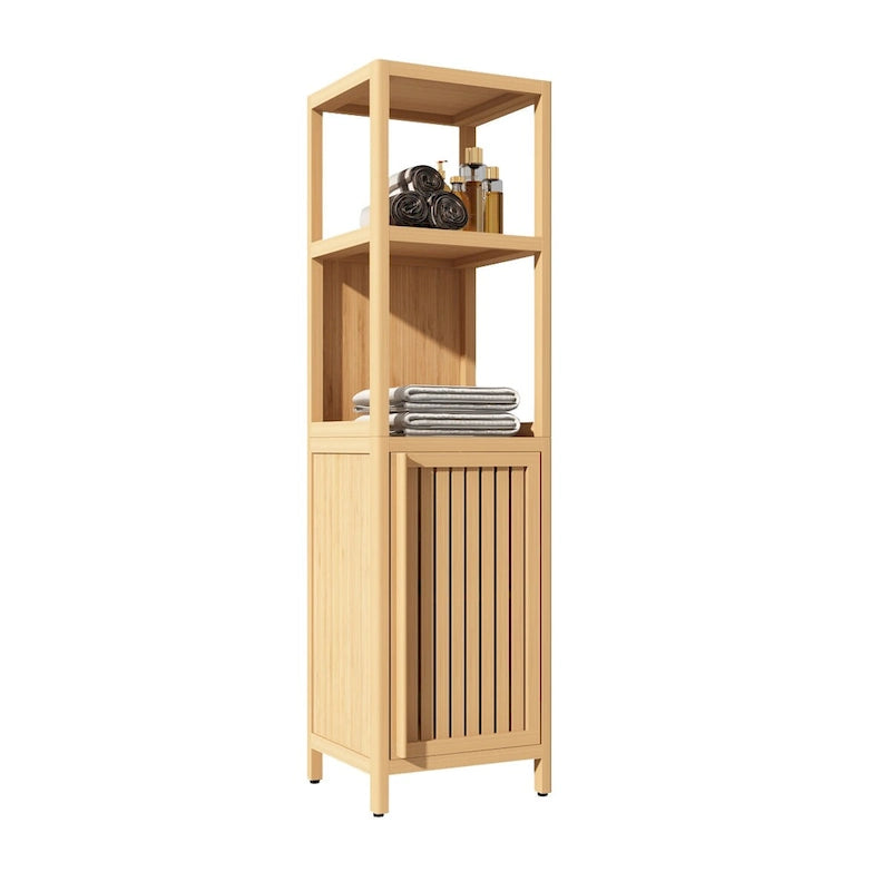 Large Capacity Multifunctional Bamboo Storage Cabinet for Bathroom and Living Room