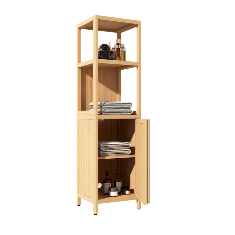 Large Capacity Multifunctional Bamboo Storage Cabinet for Bathroom and Living Room