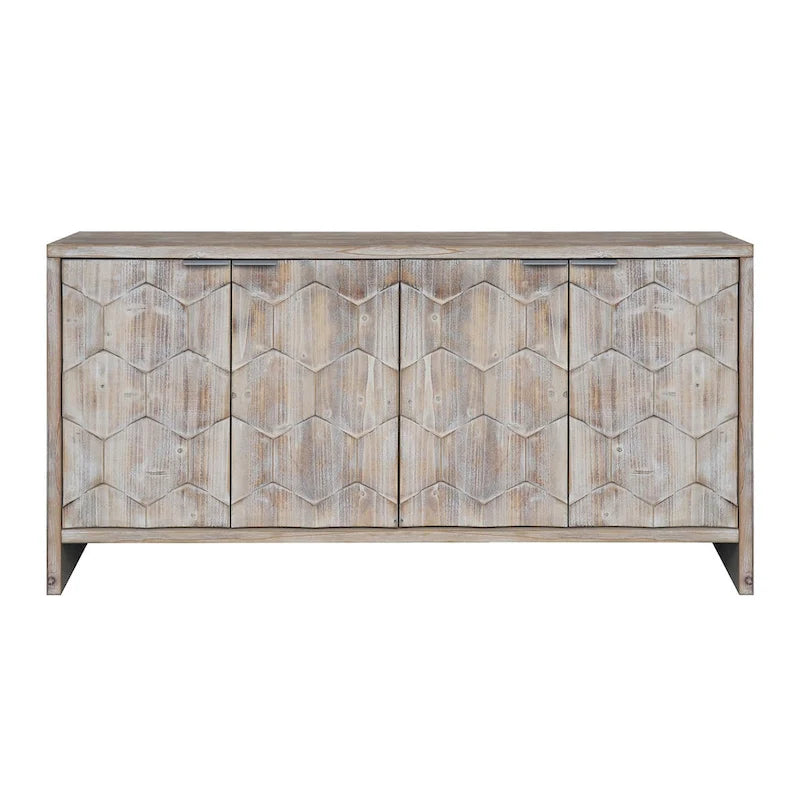 Accent Cabinet Farmhouse Style 4 Door Wooden Cabinet Sideboard Buffet Server Cabinet Storage Cabinet, for Living Room