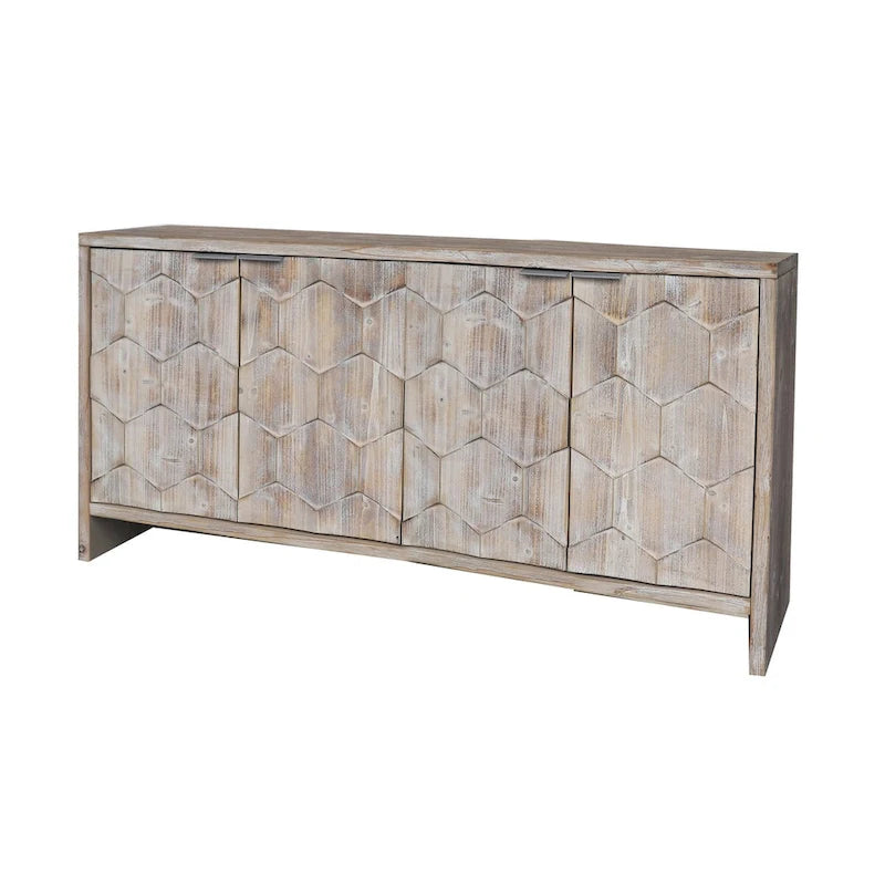 Accent Cabinet Farmhouse Style 4 Door Wooden Cabinet Sideboard Buffet Server Cabinet Storage Cabinet, for Living Room