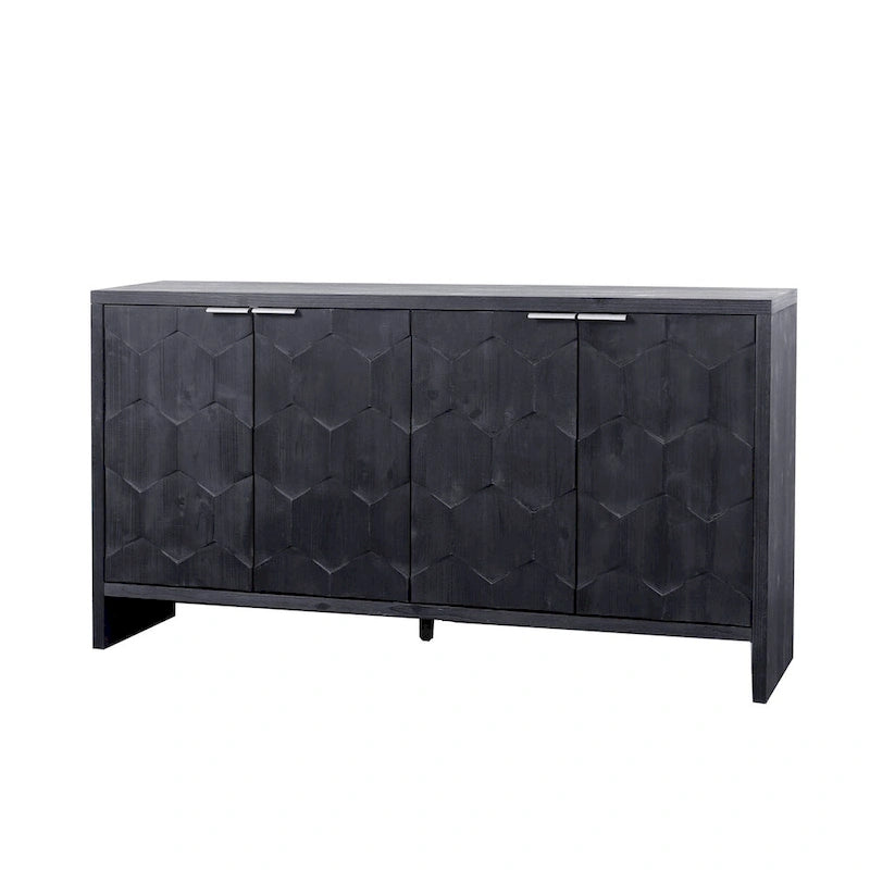 Accent Cabinet Farmhouse Style 4 Door Wooden Cabinet Sideboard Buffet Server Cabinet Storage Cabinet, for Living Room