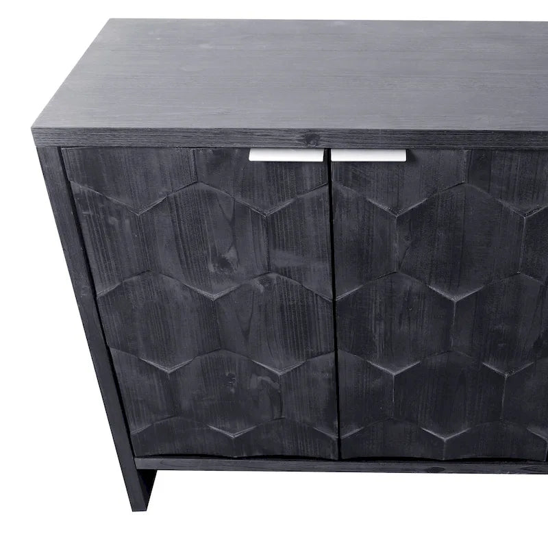Accent Cabinet Farmhouse Style 4 Door Wooden Cabinet Sideboard Buffet Server Cabinet Storage Cabinet, for Living Room