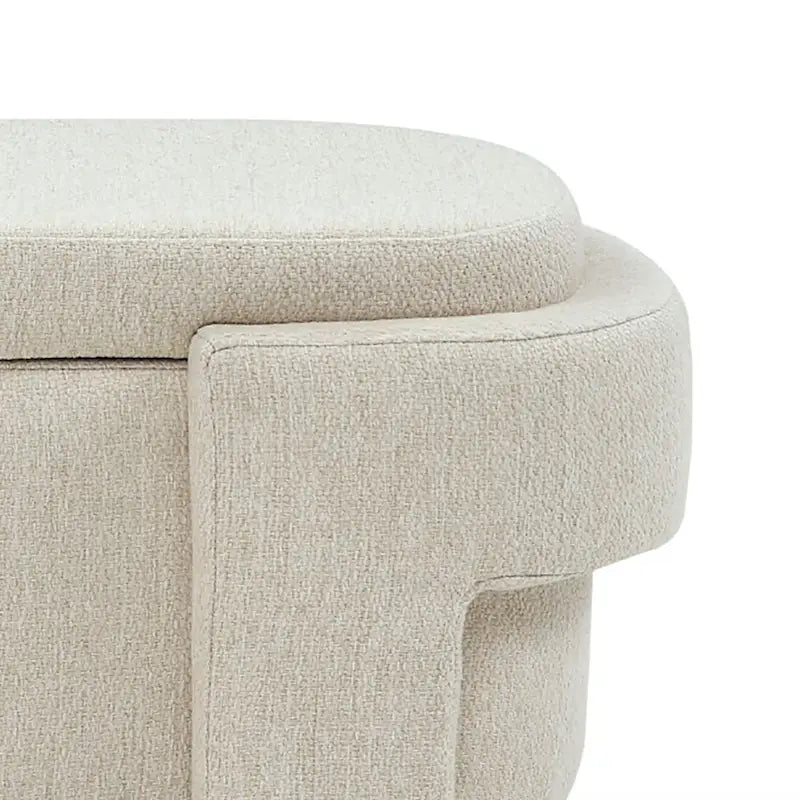 French Minimalist Fabric Upholstered Storage Bench with Four Upholstered Legs