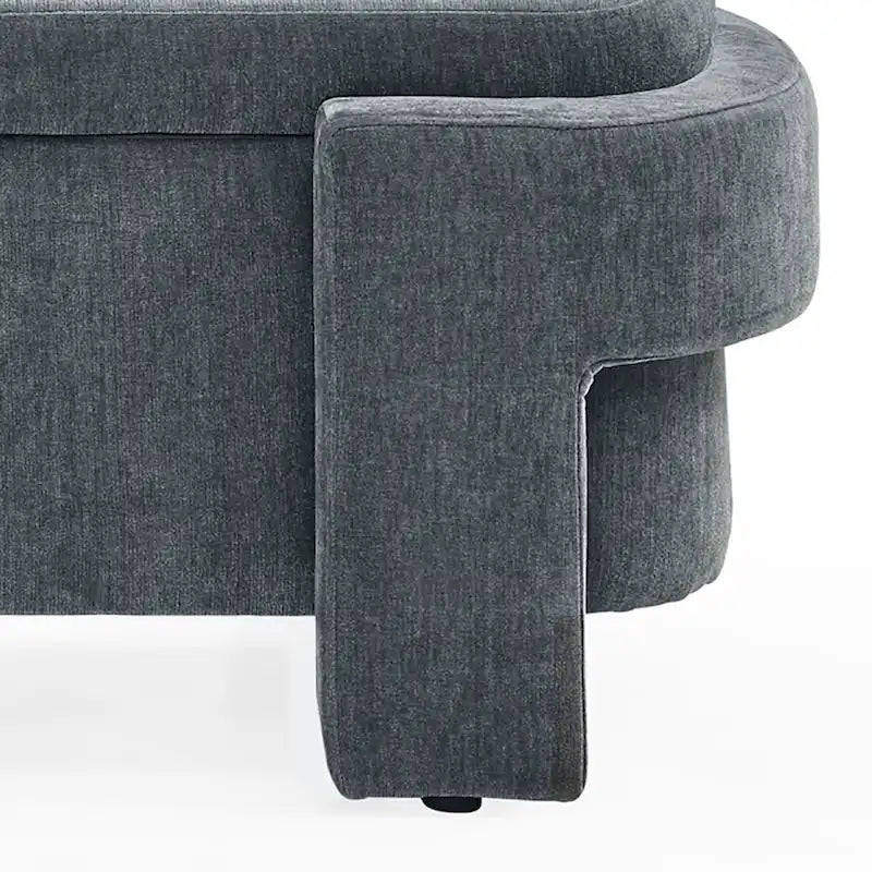 French Minimalist Fabric Upholstered Storage Bench with Four Upholstered Legs
