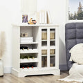 Modern Buffet Cabinet with Wine Racks, Sliding Glass Door & Storage Shelves