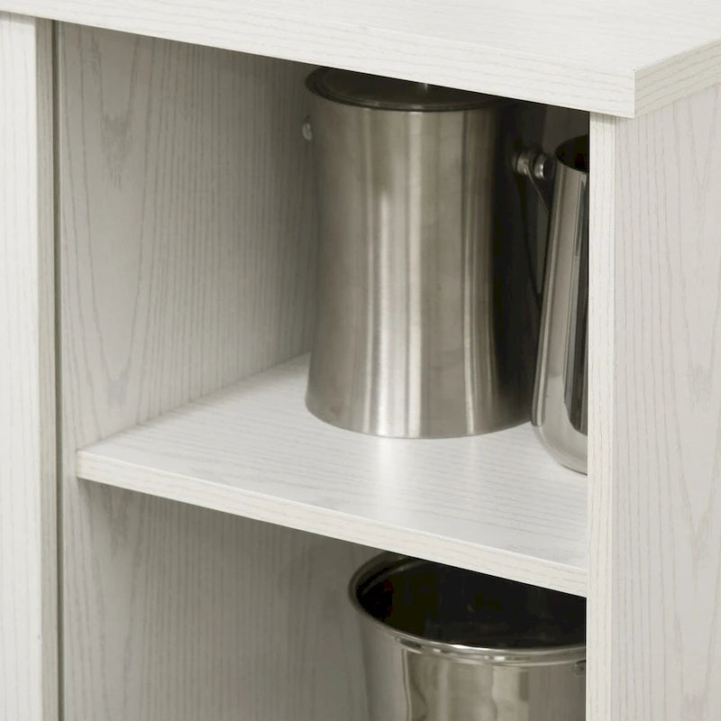 Modern Buffet Cabinet with Wine Racks, Sliding Glass Door & Storage Shelves