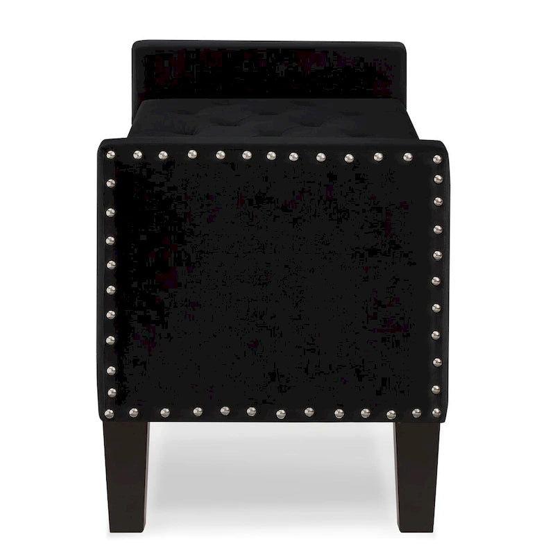 Upholstered Tufted Button Storage Bench with Nailhead Trim
