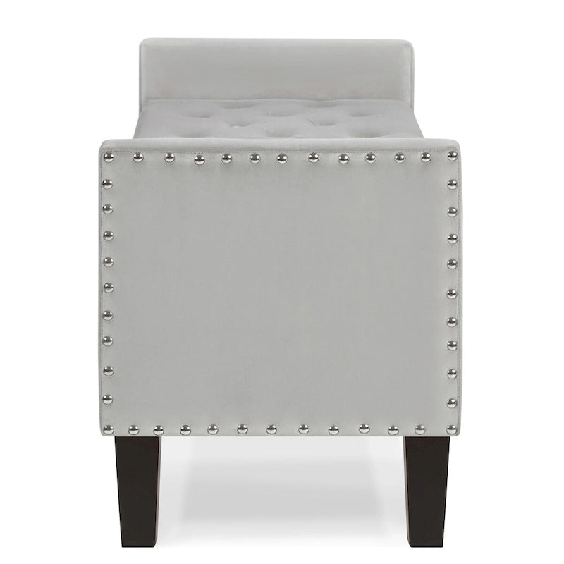 Upholstered Tufted Button Storage Bench with Nailhead Trim