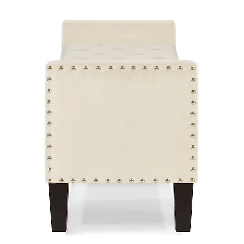 Upholstered Tufted Button Storage Bench with Nailhead Trim