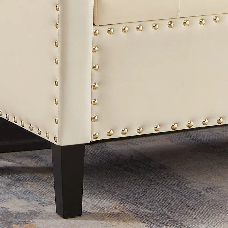 Upholstered Tufted Button Storage Bench with Nailhead Trim