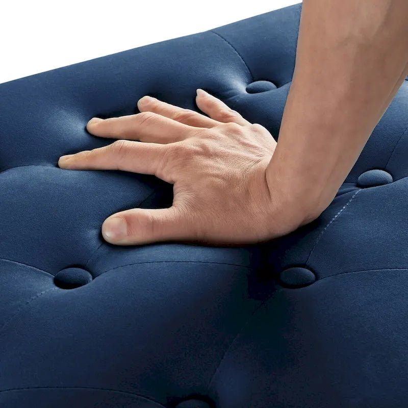 Upholstered Tufted Button Storage Bench with Nailhead Trim