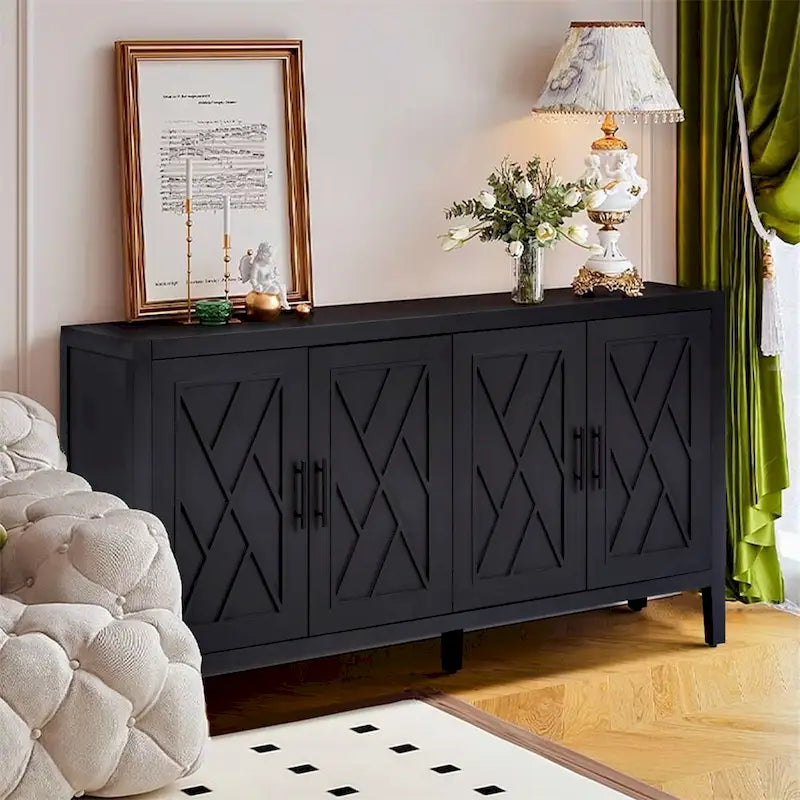 4-Door Vintage Wooden Sideboard - American Country Style