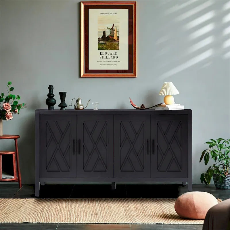4-Door Vintage Wooden Sideboard - American Country Style