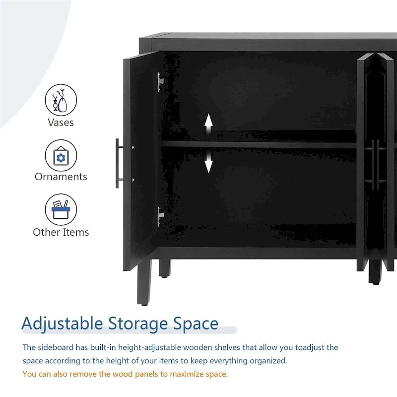 4-Door Vintage Wooden Sideboard - American Country Style