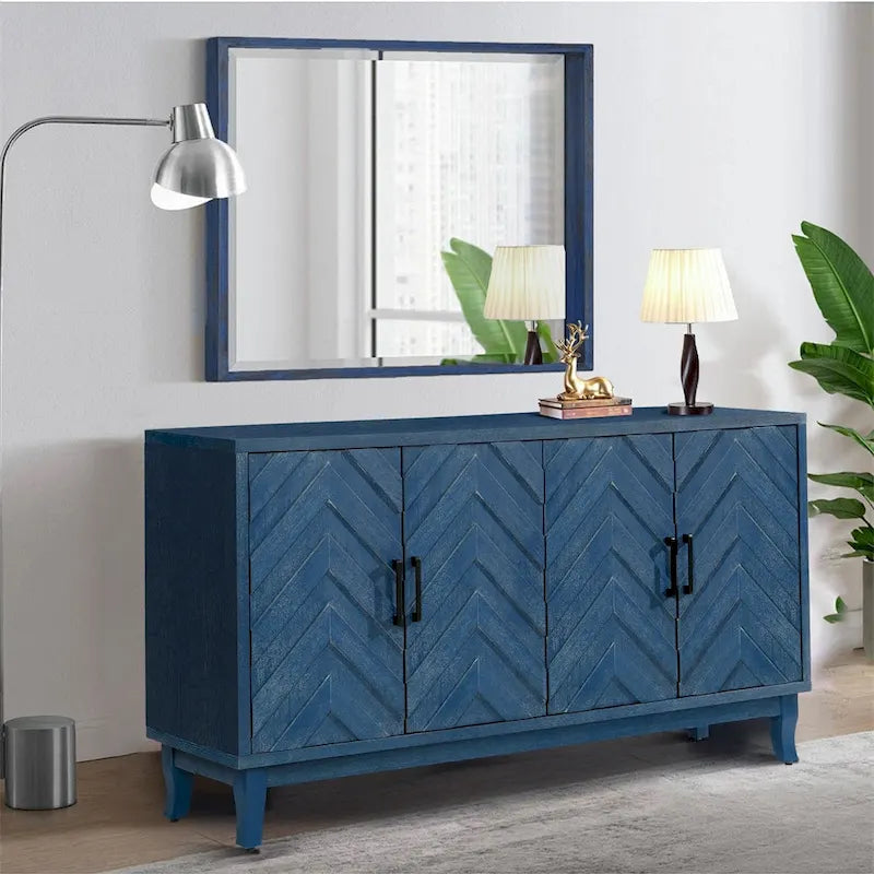 4-Door Vintage Wooden Sideboard - American Country Style