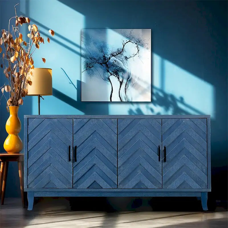 4-Door Vintage Wooden Sideboard - American Country Style