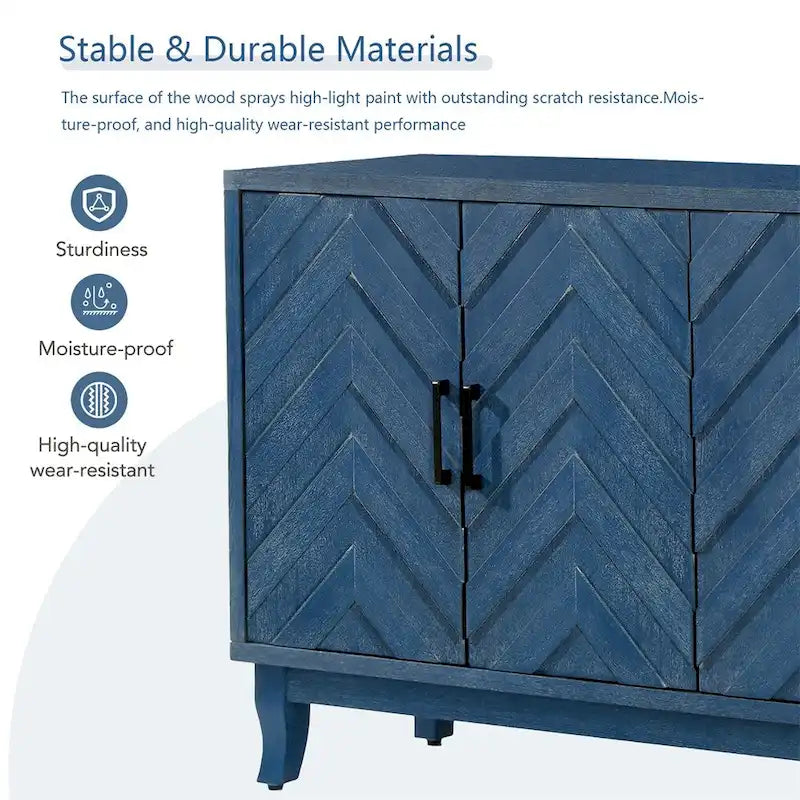 4-Door Vintage Wooden Sideboard - American Country Style
