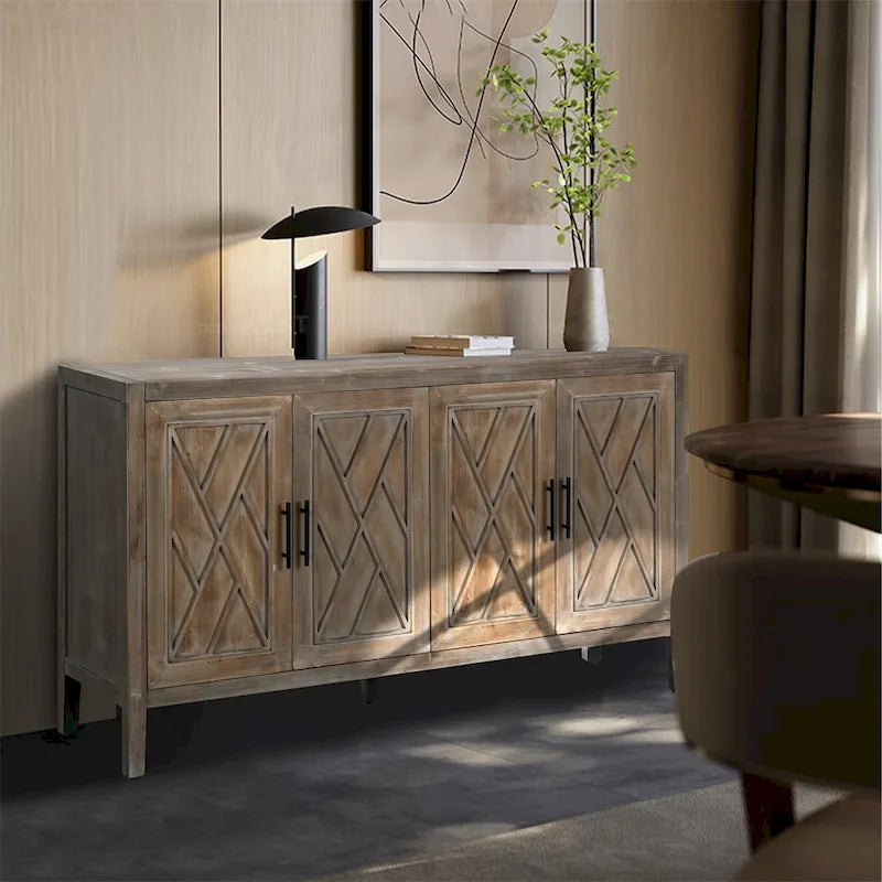 4-Door Vintage Wooden Sideboard - American Country Style