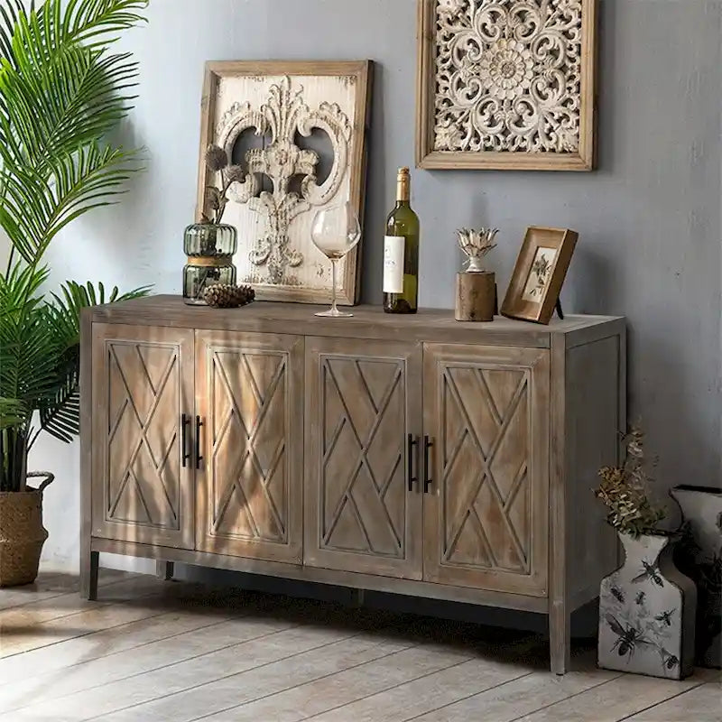 4-Door Vintage Wooden Sideboard - American Country Style