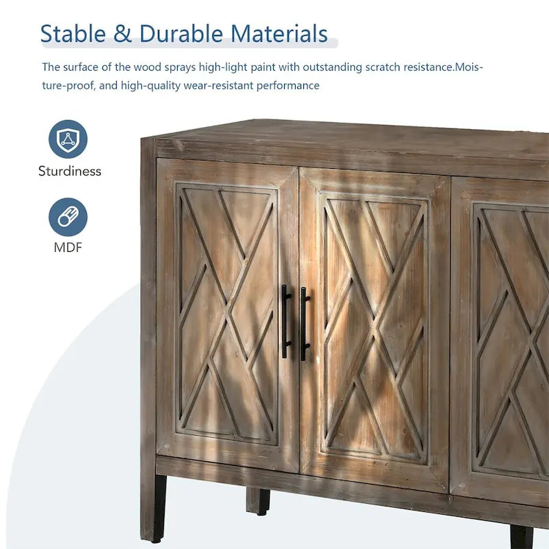 4-Door Vintage Wooden Sideboard - American Country Style