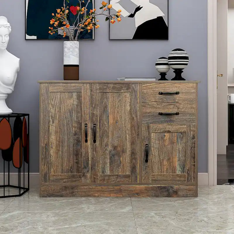 French Country Buffet Cabinets, Storage Cabinets with 2 Dividers