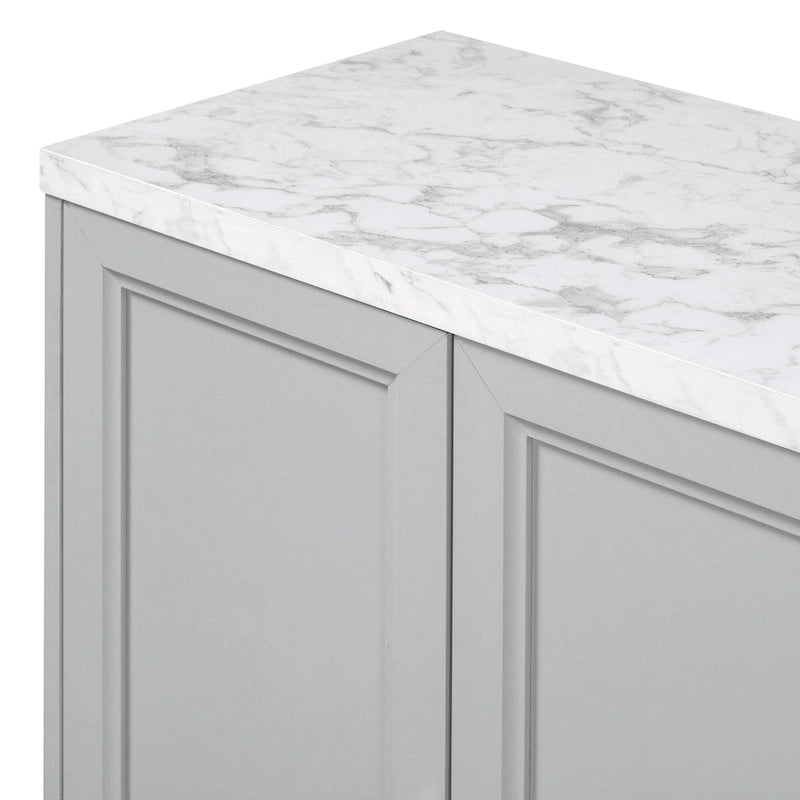 Modern Sideboard with 4 door cabinet with Metal Handles and Adjustable Shelves