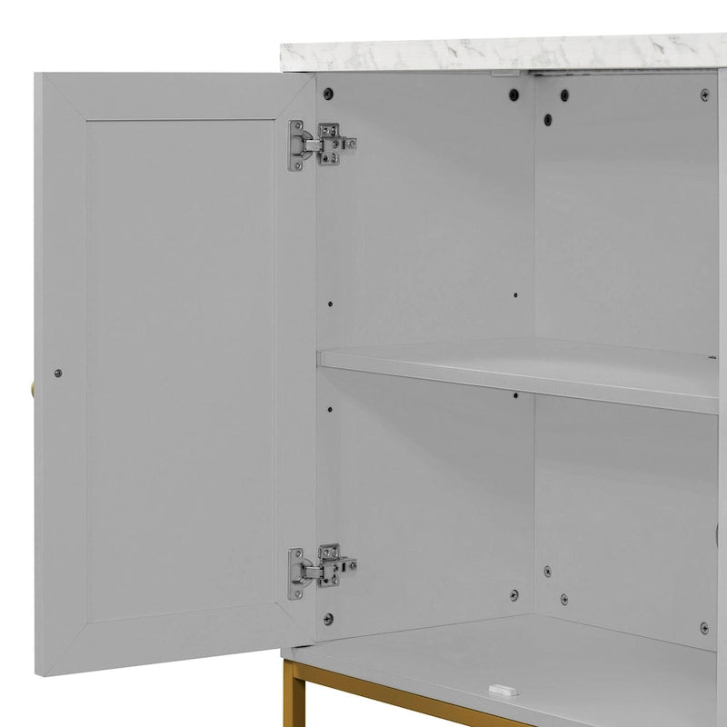 Modern Sideboard with 4 door cabinet with Metal Handles and Adjustable Shelves