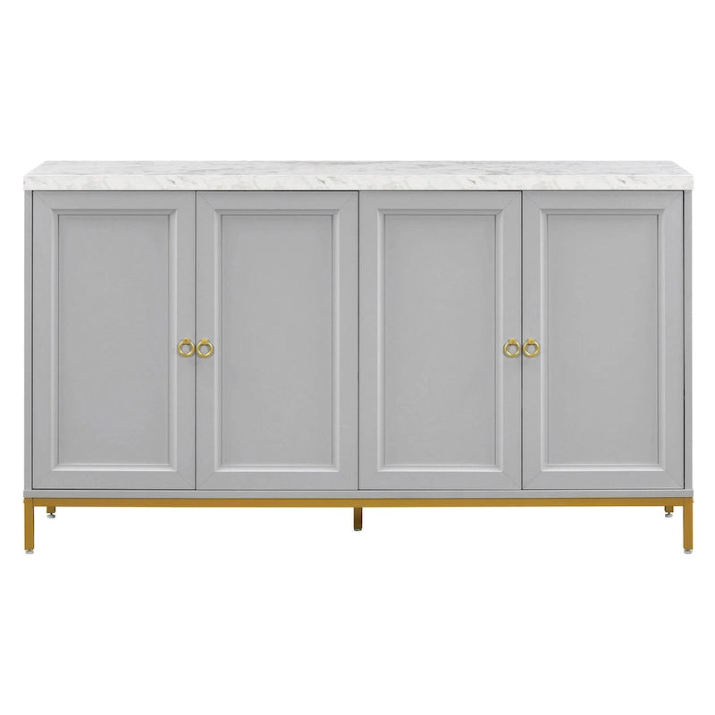 Modern Sideboard with 4 door cabinet with Metal Handles and Adjustable Shelves