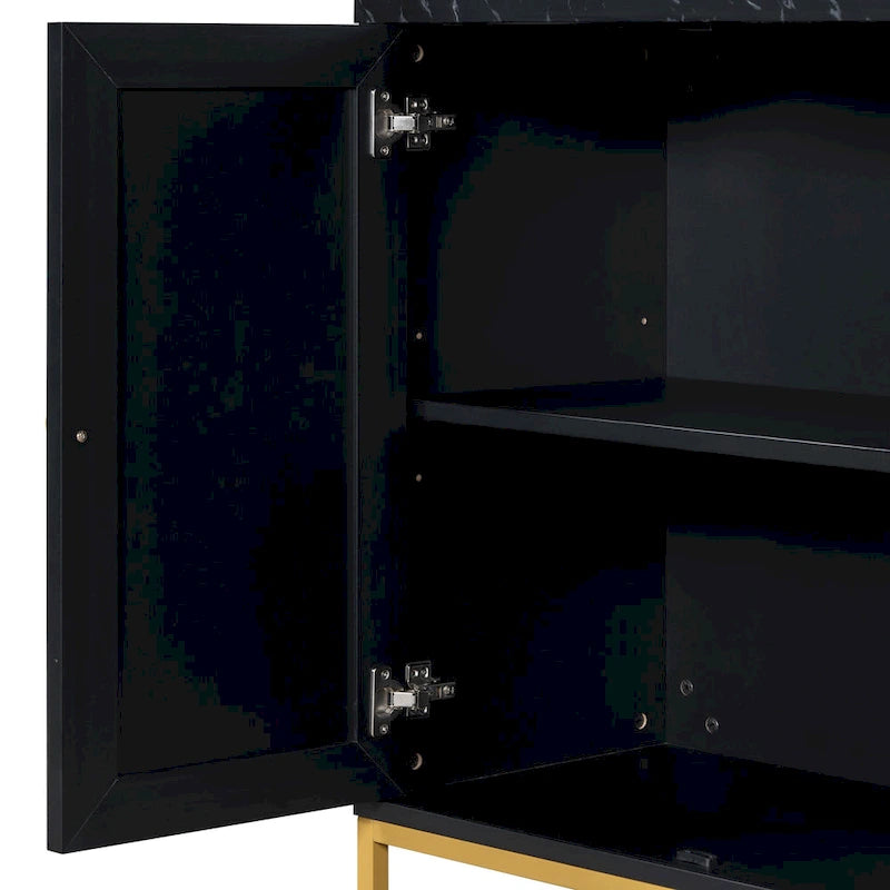 Modern Sideboard with 4 door cabinet with Metal Handles and Adjustable Shelves