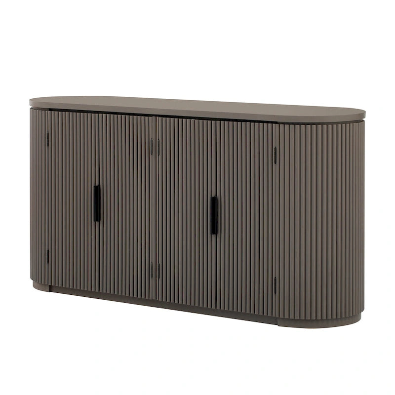 63 Vertical Striped Door Storage Cabinet with Adjustable Shelves