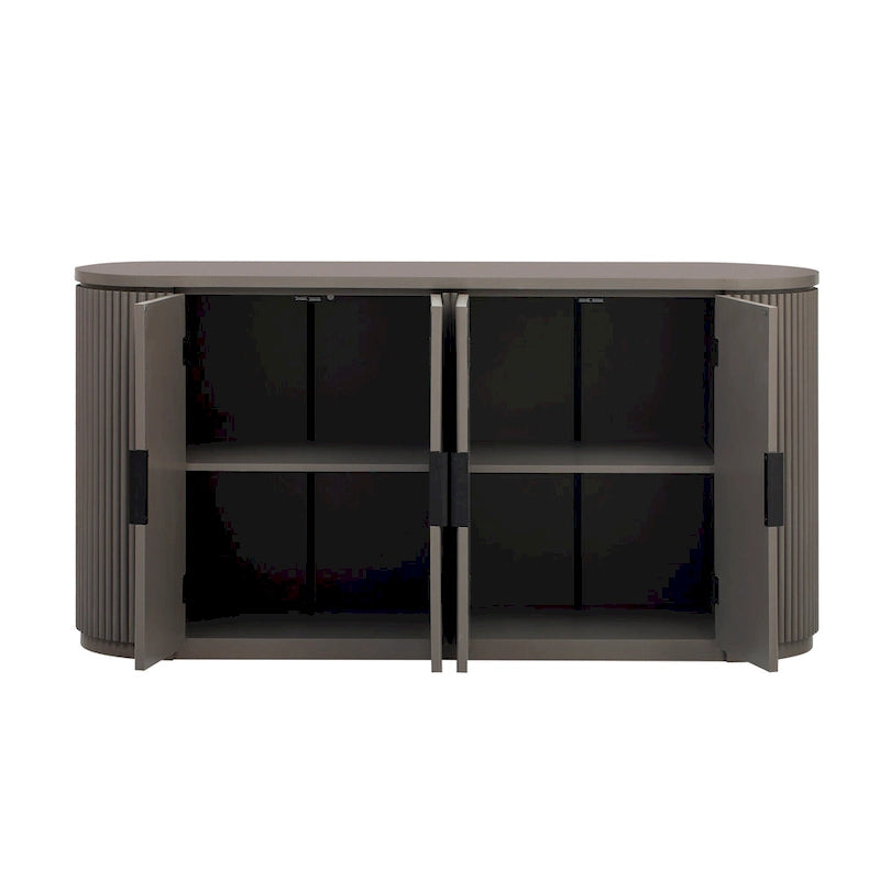 63 Vertical Striped Door Storage Cabinet with Adjustable Shelves