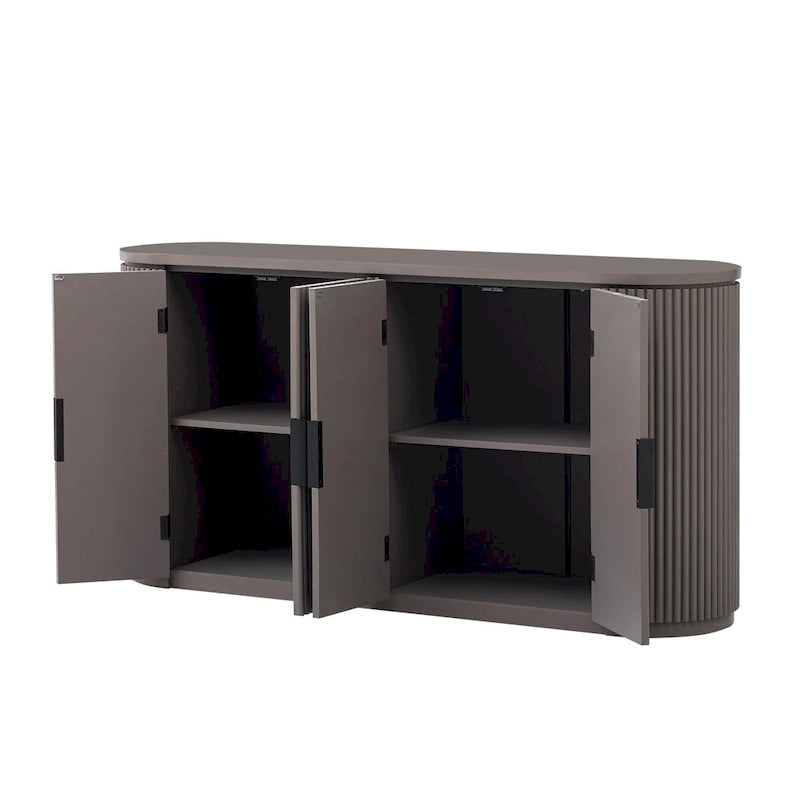 63 Vertical Striped Door Storage Cabinet with Adjustable Shelves