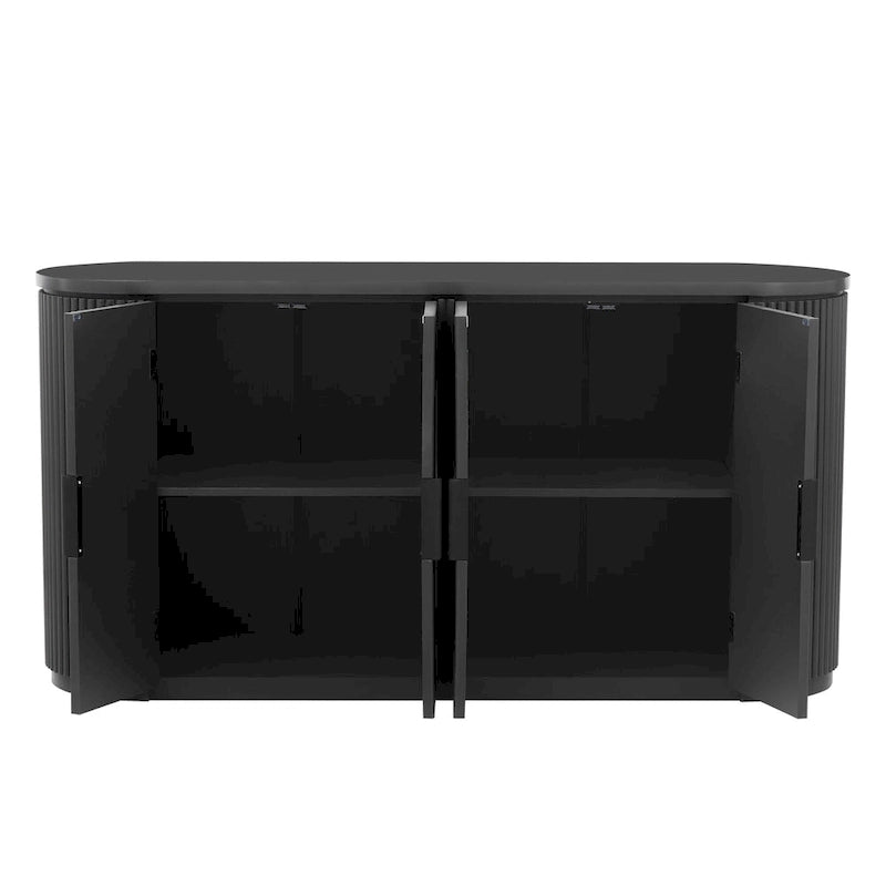 63 Vertical Striped Door Storage Cabinet with Adjustable Shelves