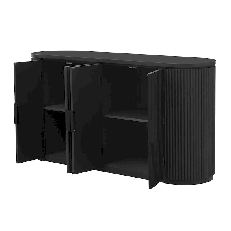 63 Vertical Striped Door Storage Cabinet with Adjustable Shelves