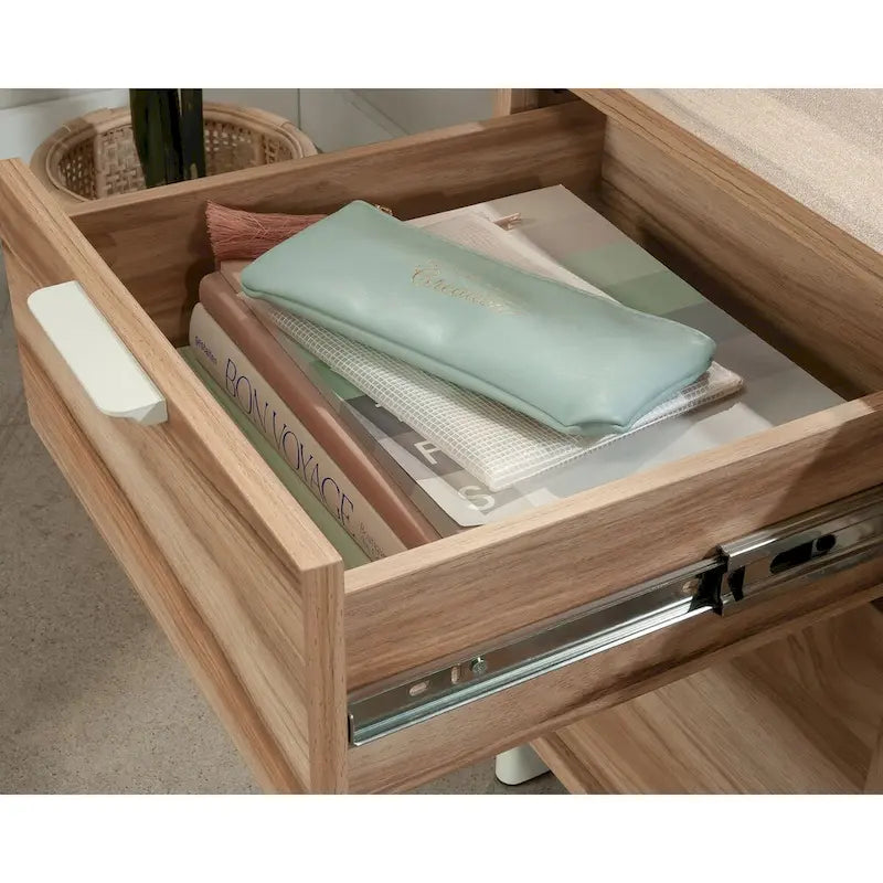 File Credenza with Drawers and Open Shelving - Kiln Acacia