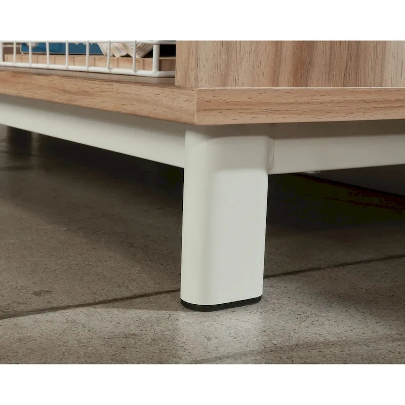 File Credenza with Drawers and Open Shelving - Kiln Acacia