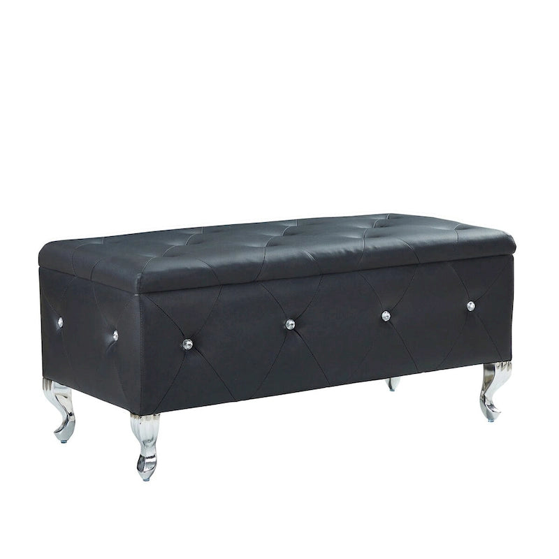 PU Leather Upholstered Ottoman with Storage