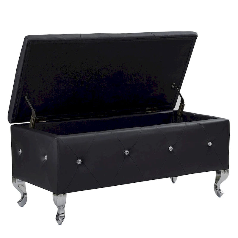PU Leather Upholstered Ottoman with Storage