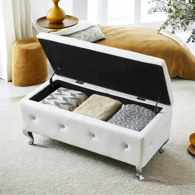 PU Leather Upholstered Ottoman with Storage