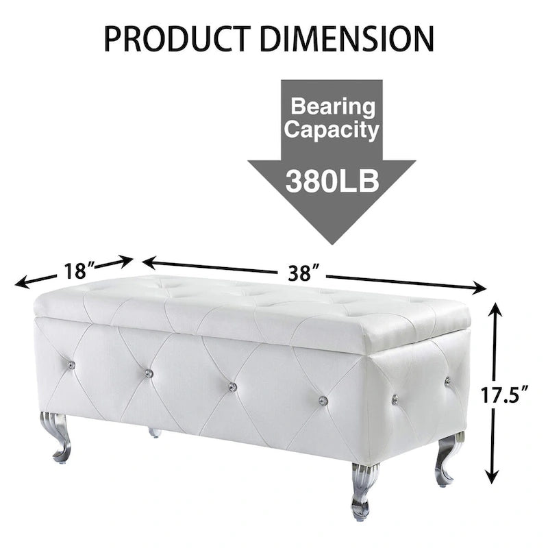 PU Leather Upholstered Ottoman with Storage
