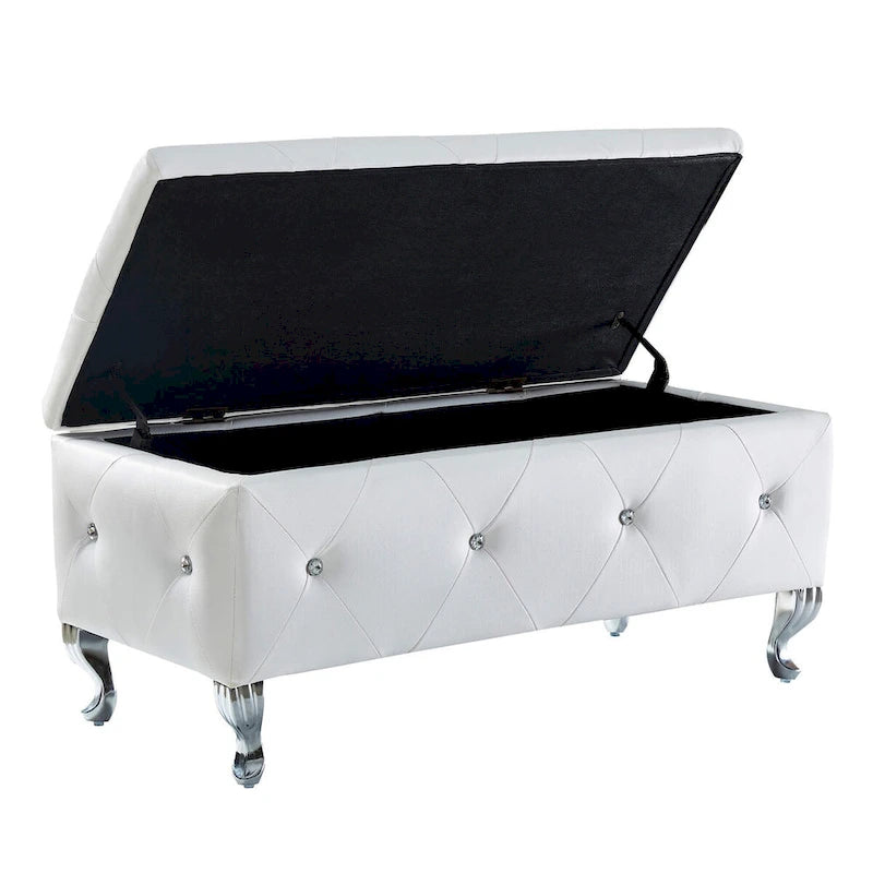 PU Leather Upholstered Ottoman with Storage