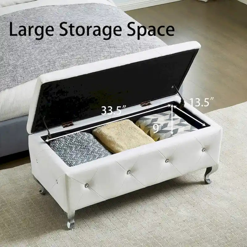 PU Leather Upholstered Ottoman with Storage