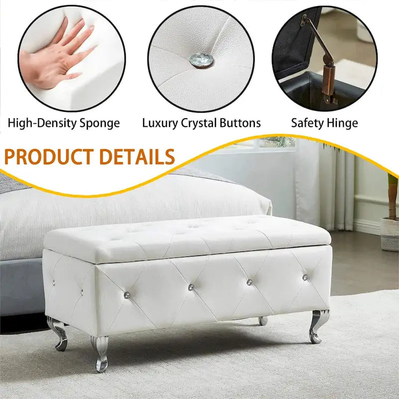 PU Leather Upholstered Ottoman with Storage
