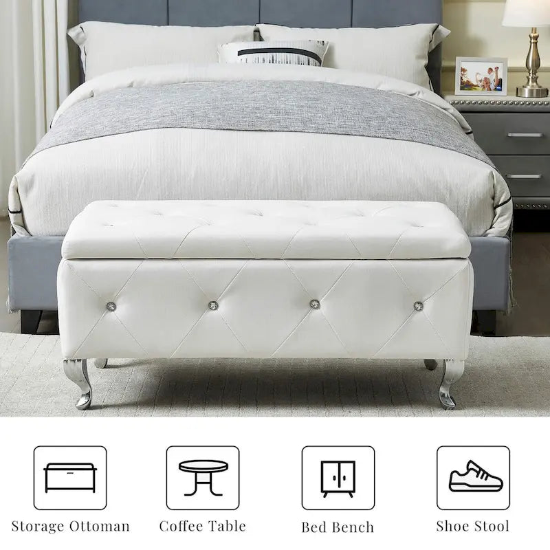 PU Leather Upholstered Ottoman with Storage