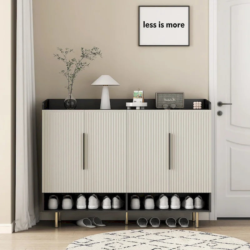 Shoe Cabinet with 4 Doors Large Modern Shoe Storage Organizer Cabinet with Adjustable Shelves for Entryway Shoe Rack Cabinet