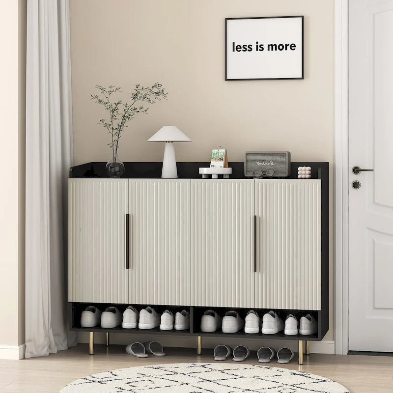 Shoe Cabinet with 4 Doors Large Modern Shoe Storage Organizer Cabinet with Adjustable Shelves for Entryway Shoe Rack Cabinet