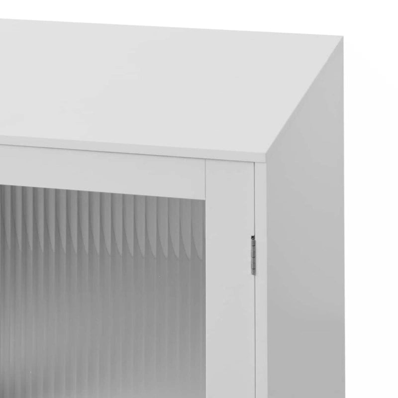 Modern Bathroom Storage Cabinet with 2 Glass Doors - Black and Rustic Brown