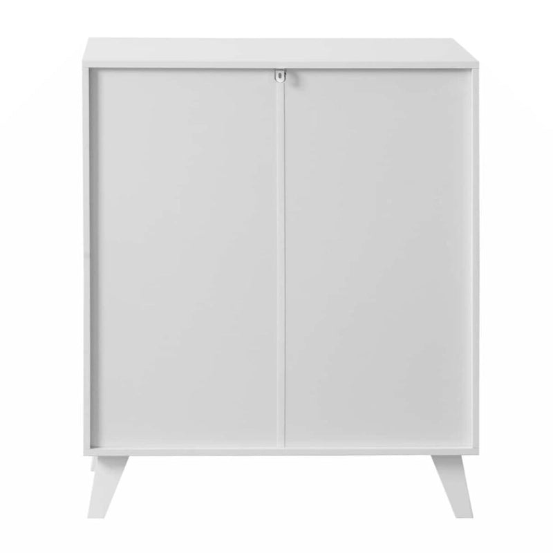 Modern Bathroom Storage Cabinet with 2 Glass Doors - Black and Rustic Brown