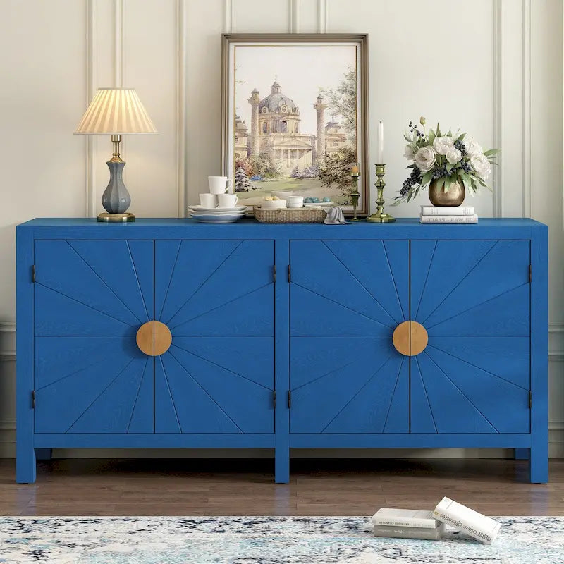 Ash Veneer Sideboard with Radiating Line Pattern Doors